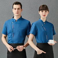 Синий вышитый три бара короткие рукава