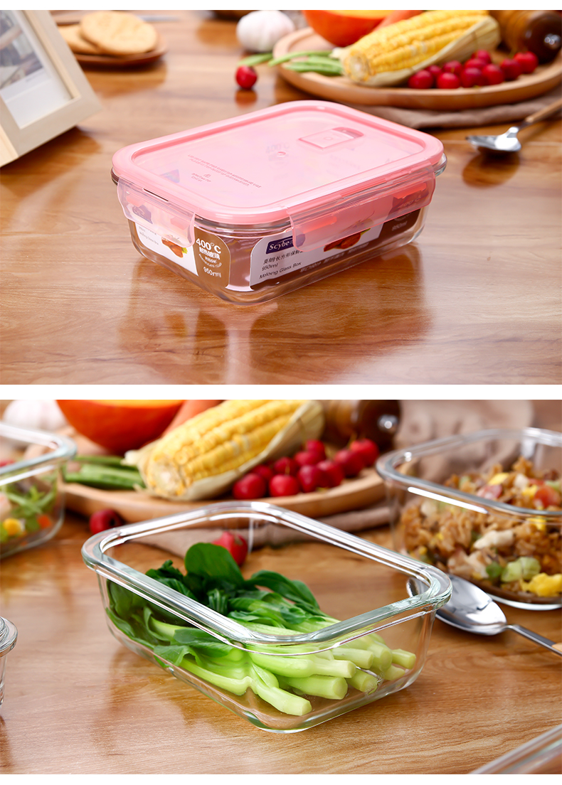 Scybe Hibi Glass Hộp ăn trưa Hộp Bento Hộp lưu trữ thủy tinh Hộp thủy tinh Lò vi sóng Lò sưởi - Hộp cơm điện sưởi ấm 	hộp cơm điện inox 2 tầng