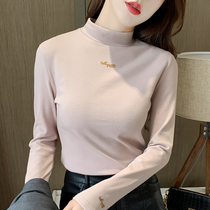 Half-height collar undershirt female autumn winter within lap black spring autumn 100 lap 2021 new long sleeve t-shirt female blouses