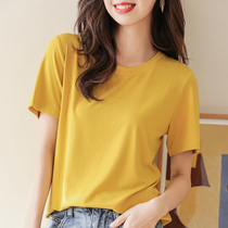 Short sleeve woman 2022 new Summer Modale white t-shirt woman loose Korean version pure color half sleeve blouse Compassionate Tide