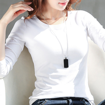 Fall Womens 2022 new long sleeve t-shirt female round collar white undershirt loose casual Korean version Compassionate Blouse Tide