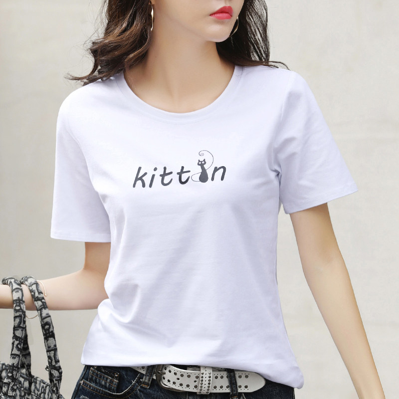 White T-shirt women's short-sleeved 2021 new summer round neck loose fashion half-sleeve Western style top women's ins tide