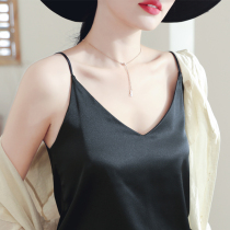 Harness Vest Woman 2022 Summer hitch a small suit to hit bottom black Loose Genuine Silk Blouse with Shoulder Sexy Outwear