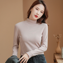 Undershirt Woman Autumn Winter Season Hitch Black Spring Autumn 100 Hitch 2021 Hitch 2021 New Half High Collar Ocean Long Sleeve T-Shirt Woman Blouse
