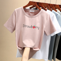 Short Sleeve T-Shirt Woman Dress 2022 New Summer White Round Collar Black Loose Fashion Compassionate Blouses Women Ins Tide