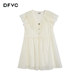 dfvc ຄໍ v ສີຂາວ ruffled tencel dress women summer 2024 ໃຫມ່ວ່າງ flying sleeves a-line doll skirt