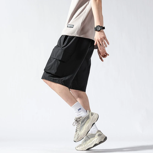 Мужские летние шорты, шелковые тонкие быстросохнущие штаны для отдыха, в американском стиле