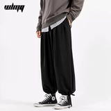 Осенние штаны, утепленный фонарь, свободный крой, на шнурках