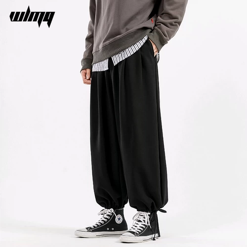 Осенние штаны, утепленный фонарь, свободный крой, на шнурках