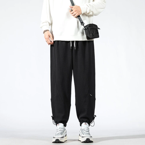 Мужские осенние штаны, повседневные брюки для отдыха, свободный крой, на шнурках