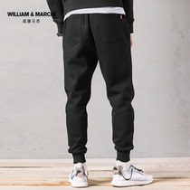  Sweatpants Mens spring casual drawstring pants small foot long pants basketball pants plus velvet loose closed knitted sweatpants