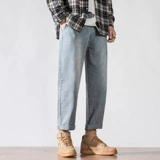 Джинсы, осенние универсальные демисезонные черные штаны, свободный прямой крой, оверсайз