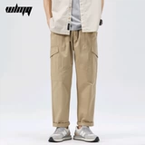 Демисезонные штаны, хаки японские повседневные брюки, свободный прямой крой