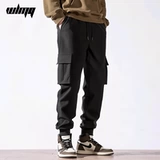 Утепленные трендовые черные штаны для отдыха, оверсайз, свободный крой