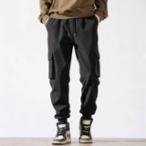 Утепленные трендовые черные штаны для отдыха, оверсайз, свободный крой