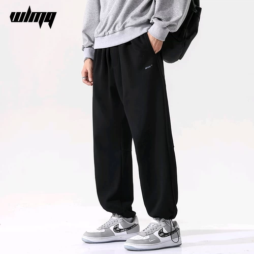 Спортивные демисезонные штаны для отдыха, на шнурках, оверсайз, свободный прямой крой