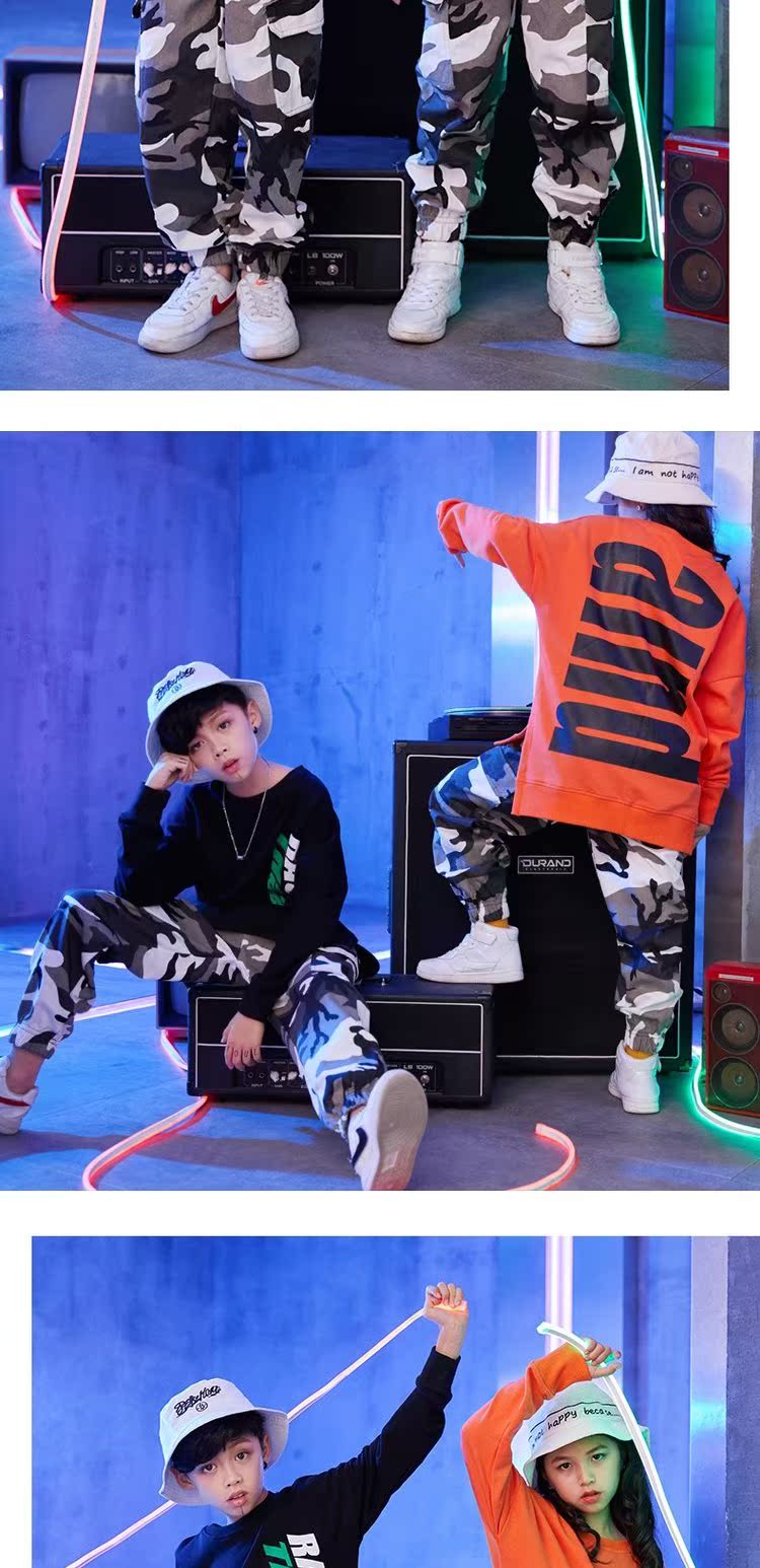 2018 trẻ em mới hip hop hip-hop trang phục bé trai mùa thu áo len phù hợp với trẻ em hiphop trang phục thủy triều trang phục biểu diễn đẹp