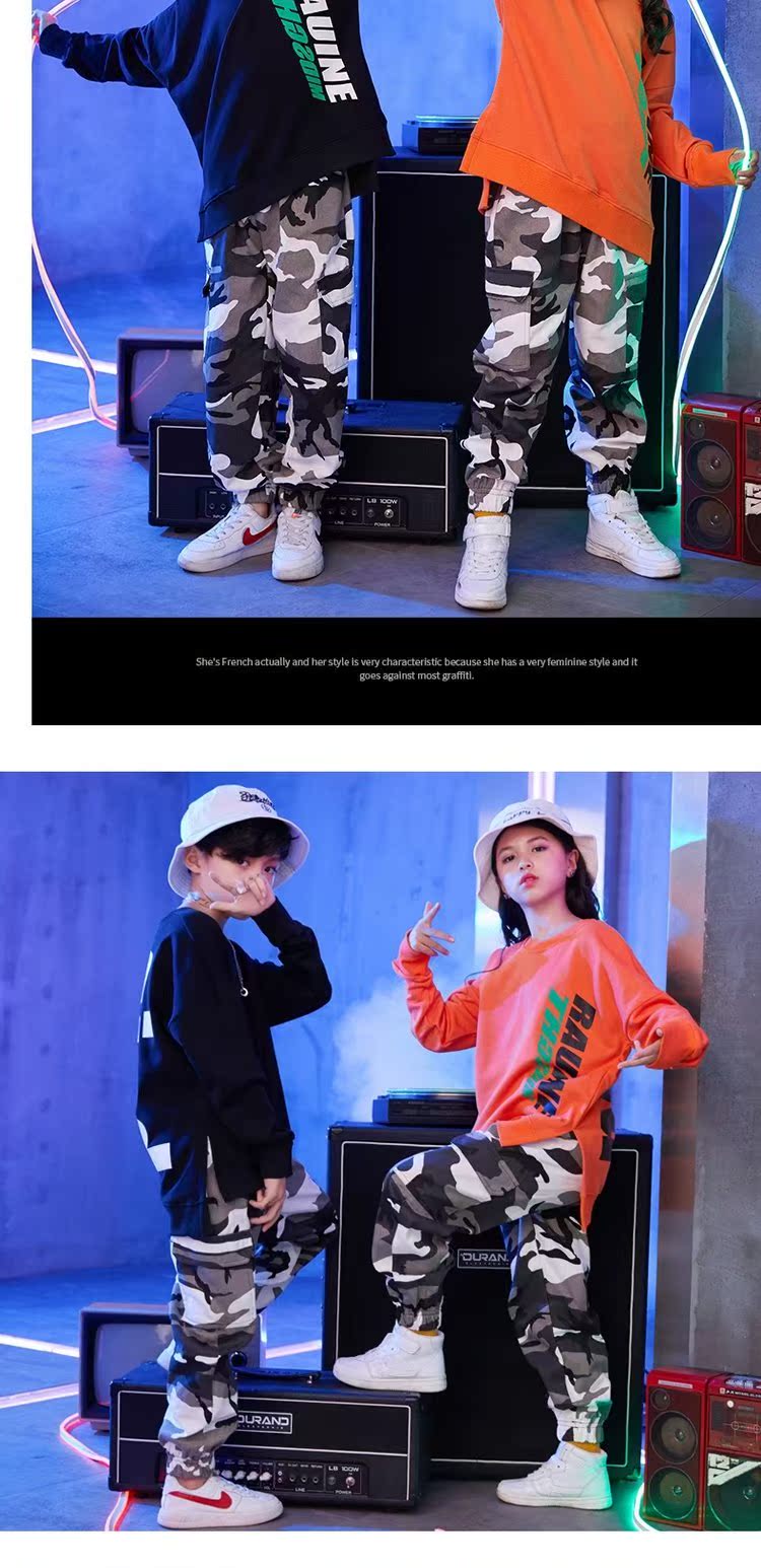 2018 trẻ em mới hip hop hip-hop trang phục bé trai mùa thu áo len phù hợp với trẻ em hiphop trang phục thủy triều trang phục biểu diễn đẹp
