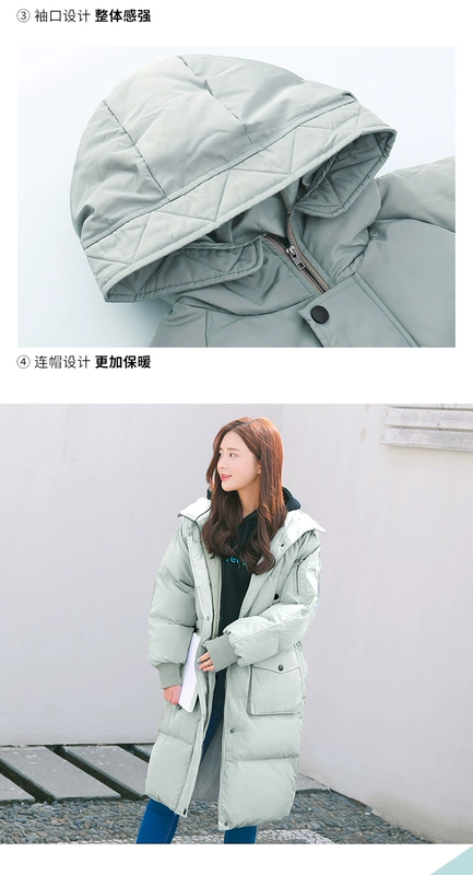 Chống mùa bánh mì xuống cotton của phụ nữ phần dài 2017 mới của Hàn Quốc phiên bản của quần áo cotton dày áo khoác mùa đông thủy triều áo phao béo