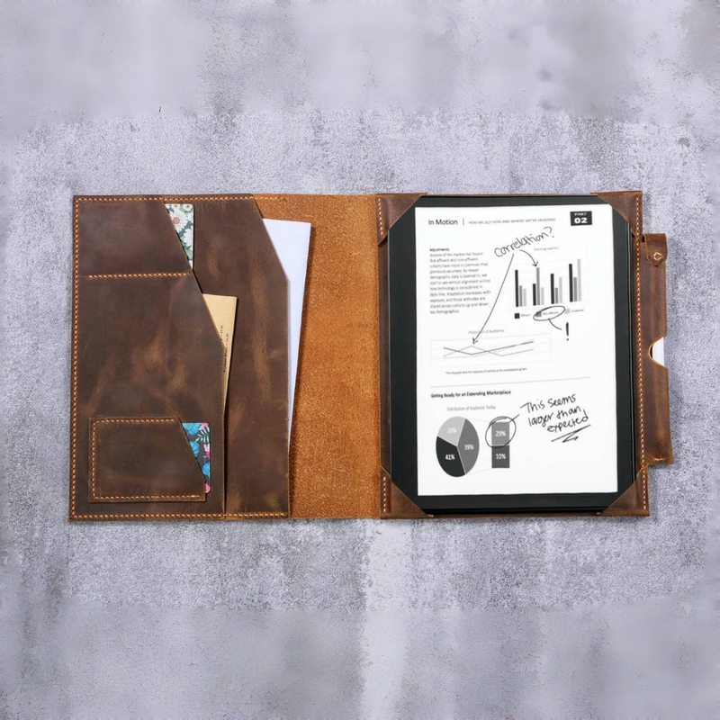 Suitable for Kindle Scribe E-Book Flip Top Layer Cowhide Genuine Leather Crazy Horse Leather Case Protective Case with Pen