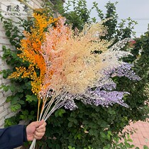 Wedding simulation large celery leaf cypress leaf plastic flower with grass Wedding hall window hotel decoration background road leading flower row