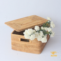 Vietnam autumn rattan storage box with lid storage cosmetics storage box Pure hand woven storage basket