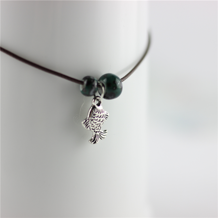 Jingdezhen phiên bản gốc Hàn Quốc của vòng chân đính cườm đơn giản phụ nữ thời trang cá sinh viên vòng chân gốm retro đồ trang sức nhỏ lắc chân nữ vàng đẹp