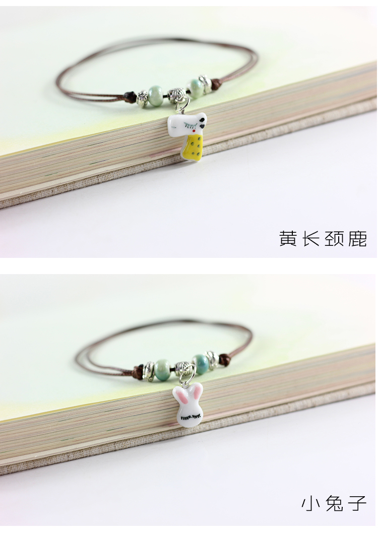Thời trang Hàn Quốc gốm dễ thương vẽ tay nhỏ vòng tay gốm tươi sáng tạo thời trang trang sức nhỏ có thể làm vòng chân - Vòng chân các mẫu lắc chân bạc nữ đẹp