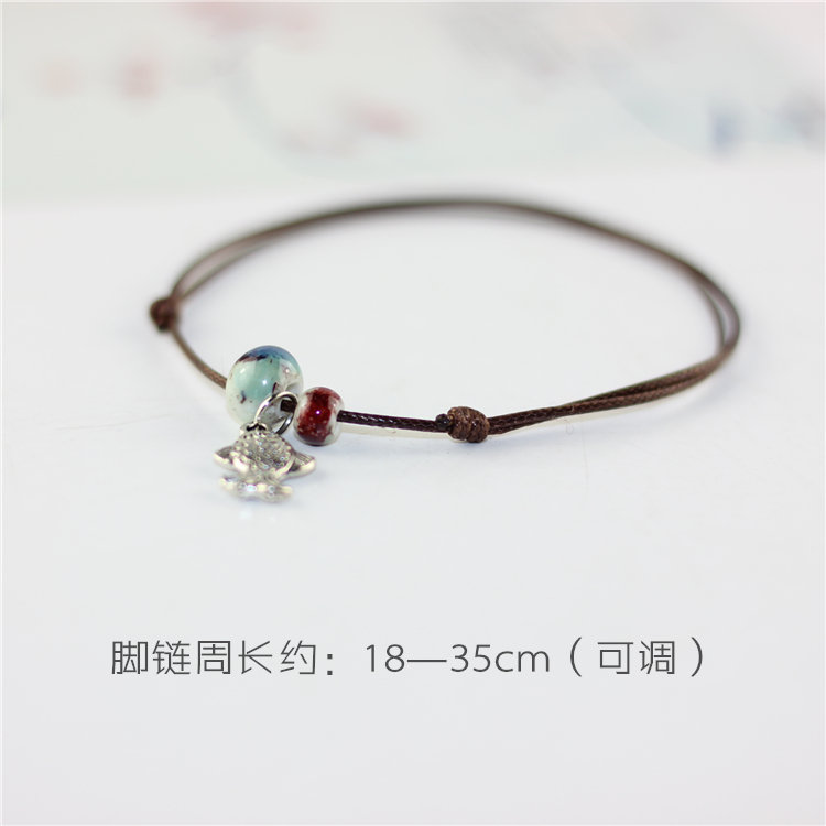 Jingdezhen phiên bản gốc Hàn Quốc của vòng chân đính cườm đơn giản phụ nữ thời trang cá sinh viên vòng chân gốm retro đồ trang sức nhỏ lắc chân nữ vàng đẹp