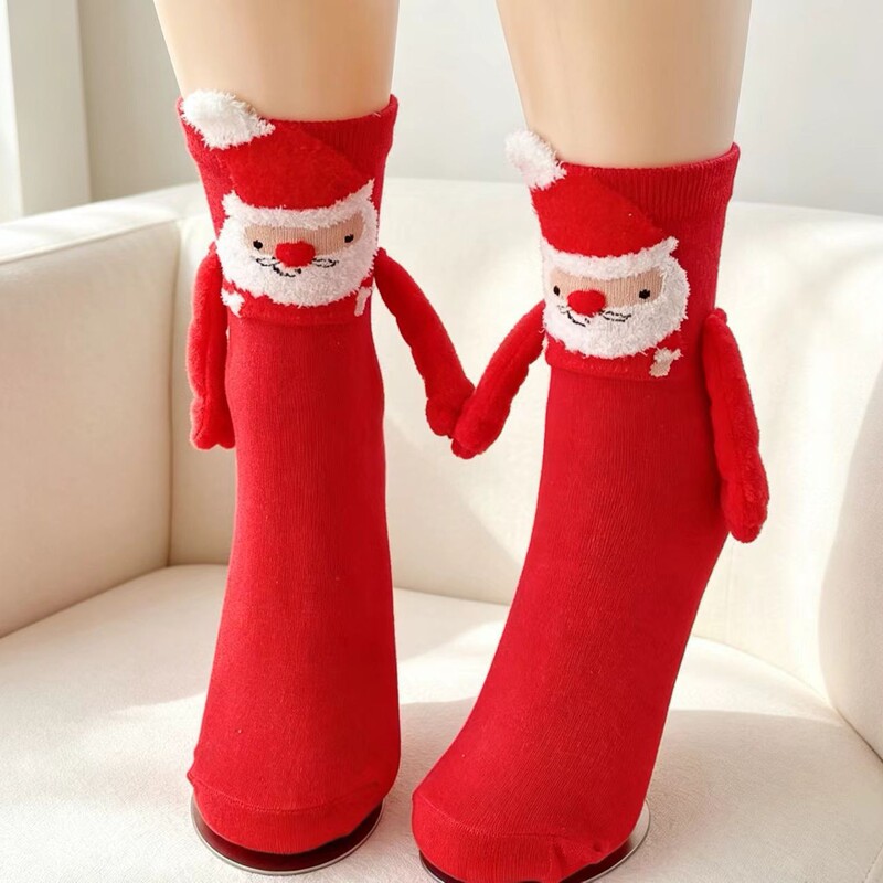 Cross-Border In-Stock Amazon Christmas Magnetic Holding Hands Socks Women's Cotton Socks Couple Mid-Calf Socks New Year Gift Socks Cross-Border In-Stock Amazon Christmas Magnetic Holding Hands Socks Women's Cotton Socks Couple Mid-Calf Socks New Year Gift Socks