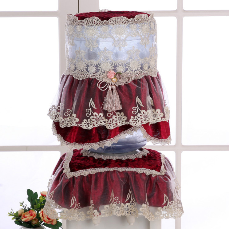 European high-grade water dispenser cover dust cover water purifier cover mineral spring bottle lace vertical water machine two-piece set fabric