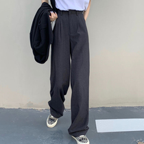 Japanese substitute SLY suit pants female spring and summer straight barrels loosely long trousers high waist pants casual trousers