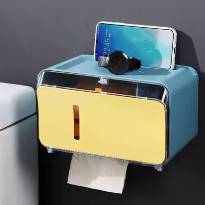 Cosmetic room tissue box toilet home waterproof creative wall-mounted non-perforated sanitary carton roll toilet paper tube bathroom paper holder