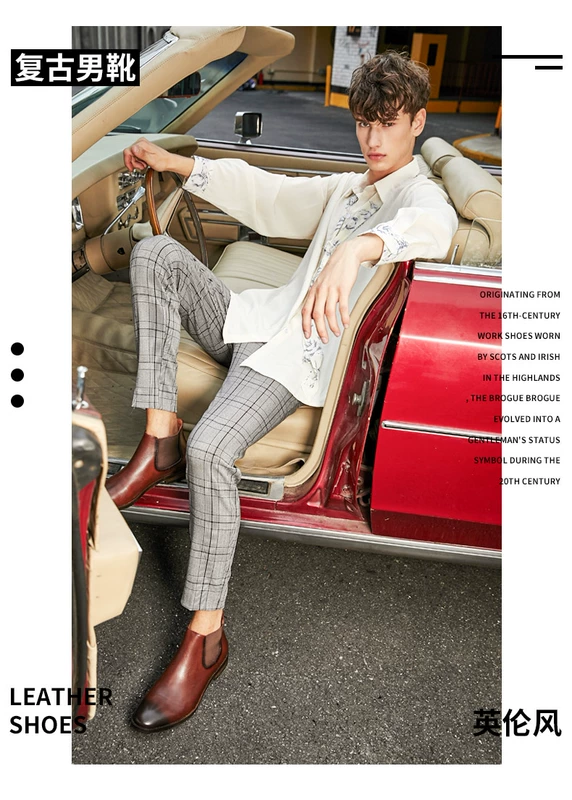 Giày nam mùa hè hoang dã retro Anh Chelsea ủng nam thời trang nam cộng với nhung Martin ủng ủng thường - Giày ống giầy boot nam
