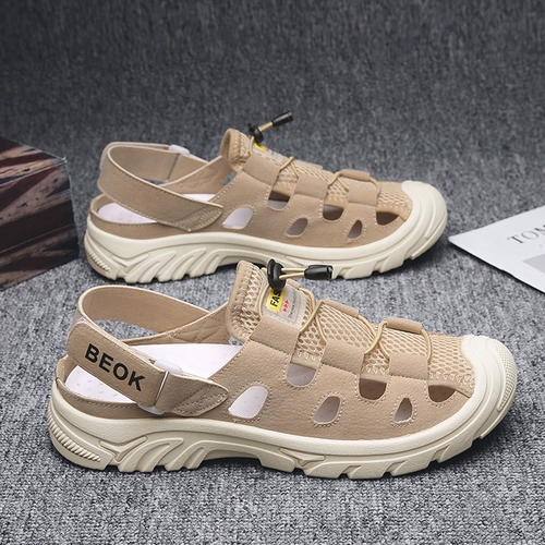 Летние босоножки, мюли для отдыха, дышащие тапочки в стиле Crocs, закрытый носок, подходят для носки на улице