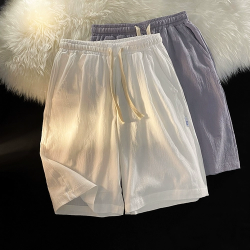 Дышащие тонкие шелковые шорты, белые штаны, из хлопка и льна