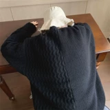 Свитер, демисезонный трикотажный кардиган для влюбленных, круглый воротник, изысканный стиль, оверсайз