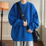 Свитер, демисезонный трикотажный кардиган для влюбленных, круглый воротник, изысканный стиль, оверсайз