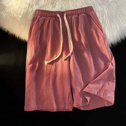 Дышащие тонкие шелковые шорты, белые штаны, из хлопка и льна