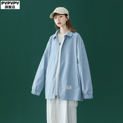 Куртка для влюбленных, осенняя трендовая цветная тонкая рубашка, в корейском стиле, оверсайз, коллекция 2021