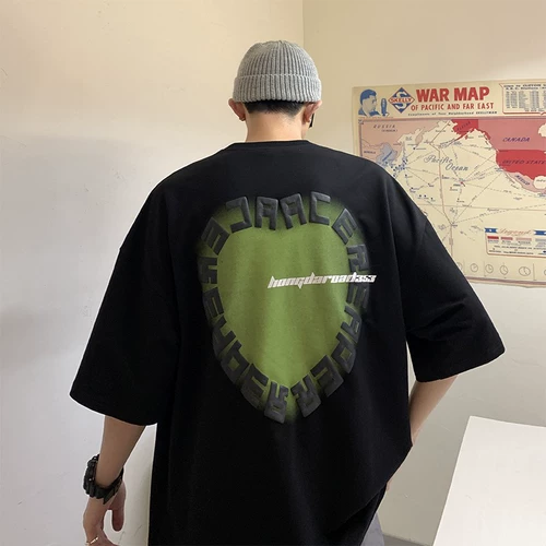 Tide, трендовая футболка с коротким рукавом, в американском стиле, свободный крой, европейский стиль