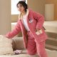 Pajamas women's winter three-layer thickened flannel pajamas suit autumn and winter warm coral fleece clip cotton jacket home service