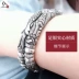 Chín cánh cửa màu đỏ và bạc cũ với cùng một chiếc vòng tay 999 đôi nam bạc sterling Một đôi vòng tay Phật hai vòng retro vòng tay lv Vòng đeo tay Cuff
