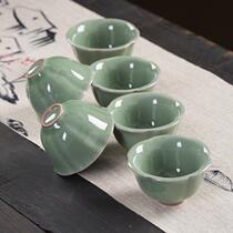 2021 Ru kiln small tea cup azure open piece Ru porcelain tea cup tea cup single cup small tea bowl kung fu tea set