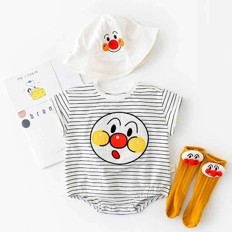 Anpanman em bé một mảnh mùa hè cotton mỏng phần trong lưới màu đỏ trẻ em mùa hè túi xì hơi quần áo ngắn tay - Áo liền quần