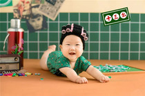 New photo studio childrens photography costume 100 days Baby retro oil painting Hong Kong wind mahjong hall return to the 80 s theme