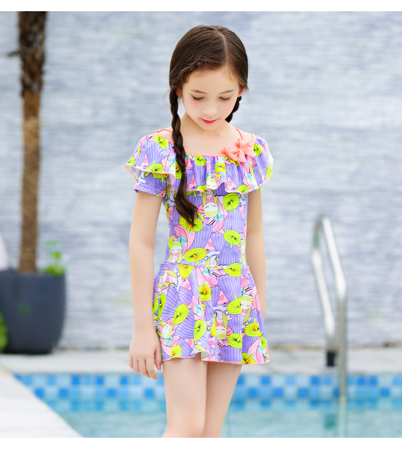 Áo tắm cho trẻ em gái Áo tắm một mảnh Áo tắm cho bé gái Trung học Công chúa dễ thương Áo tắm mùa xuân nóng bỏng ao boi tre em
