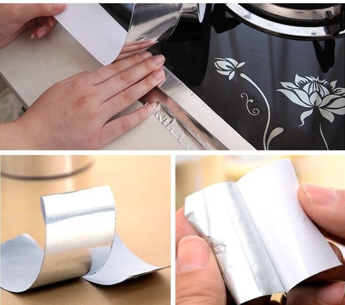 Băng keo tinfoil bẫy lửa chịu nhiệt độ cao cách nhiệt chống thấm dày nhôm lá băng thông rộng 4,8MM18 mét