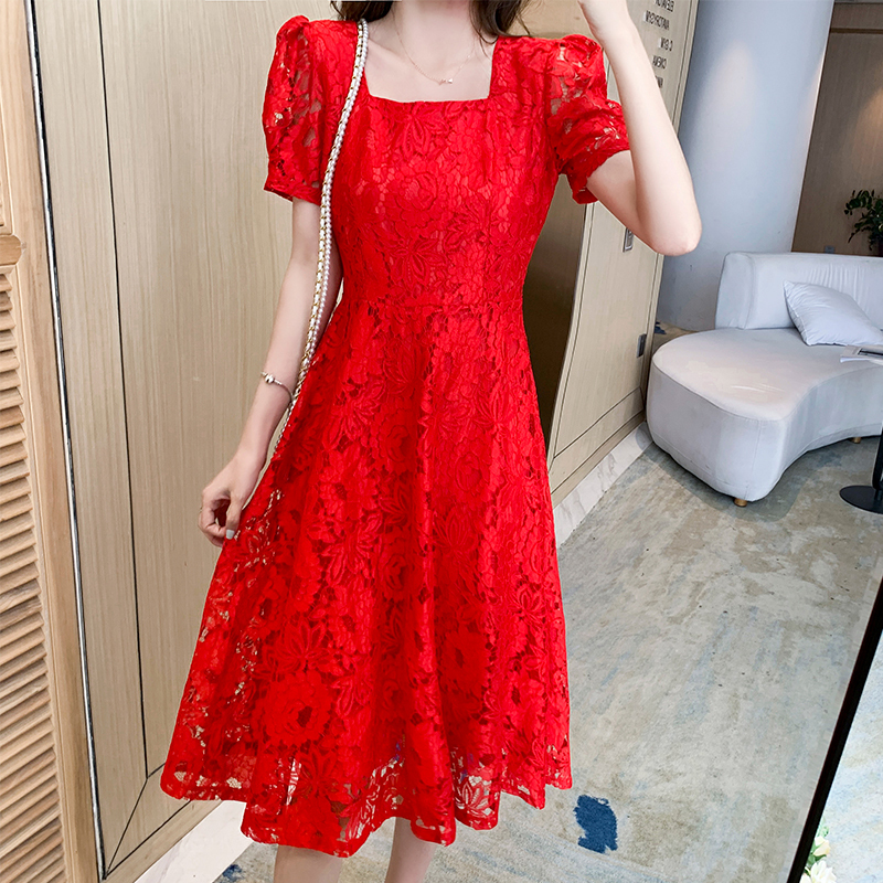 Princess Dress for Slightly Chubby Women, Age-Reducing, Fashionable Lace Dress for Women, Summer Plus Size, Covers the Body, Makes You Look Slimmer, Elegant Fairy Dress, Trendy