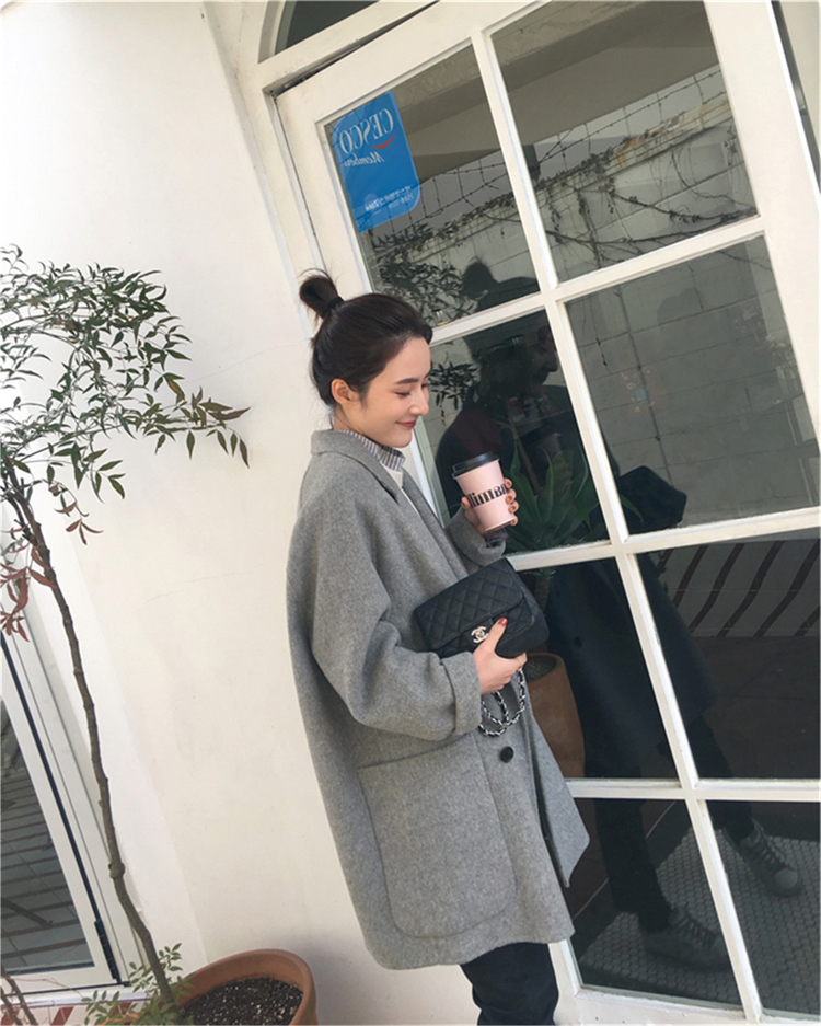 Phiên bản Hàn Quốc của người đàn ông nhỏ bé là áo khoác mỏng Nizi nữ ngắn đoạn màu xám hoang dã phù hợp với cổ áo len giản dị áo khoác đẹp